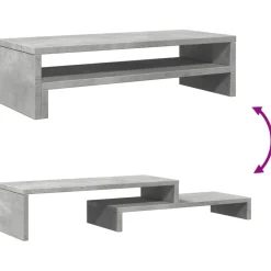 vidaXL Monitorstandaard 54x22x15 cm bewerkt hout betongrijs
