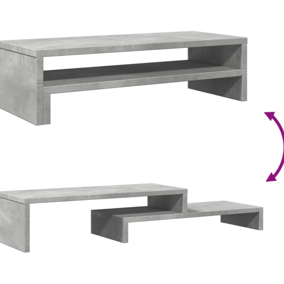vidaXL Monitorstandaard 54x22x15 cm bewerkt hout betongrijs