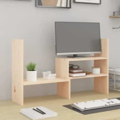 vidaXL Monitorstandaard (39-72)x17x43 cm massief grenenhout