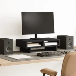 vidaXL Monitorstandaard 54x22x15 cm bewerkt hout gerookt eikenkleurig