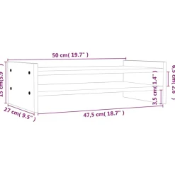 vidaXL Monitorstandaard 50x27x15 cm massief grenenhout honingbruin