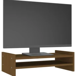 vidaXL Monitorstandaard 50x27x15 cm massief grenenhout honingbruin