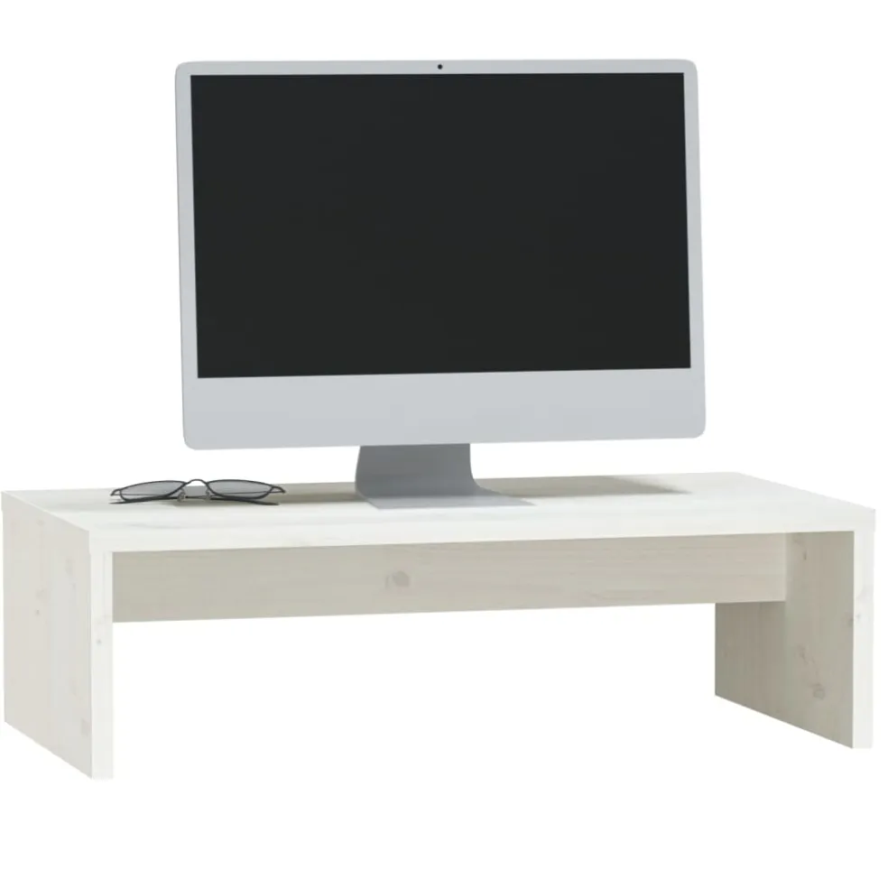 vidaXL Monitorstandaard 50x27x15 cm massief grenenhout wit