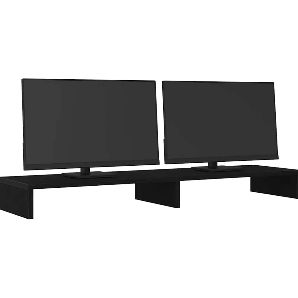 vidaXL Monitorstandaard Zwart Eiken 100x27x10 cm Bewerkt Hout