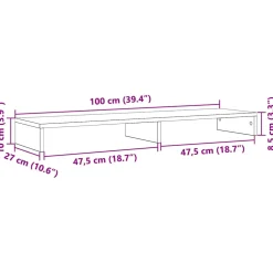 vidaXL Monitorstandaard Zwart Eiken 100x27x10 cm Bewerkt Hout