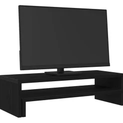 vidaXL Monitorstandaard Zwart Eiken 54x22x15 cm Bewerkt Hout