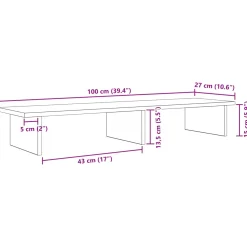 vidaXL Monitor Stand Zwart eiken 100 x 27 x 15 cm Bewerkt hout