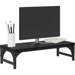 vidaXL Monitor Stand Zwart eiken 55 x 23 x 14 cm Bewerkt hout