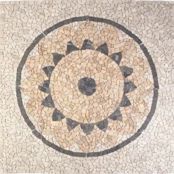 vidaXL Mosaic Tiles Zonnebloem Patroon Meerkleurig 120 x 120 cm Marmer