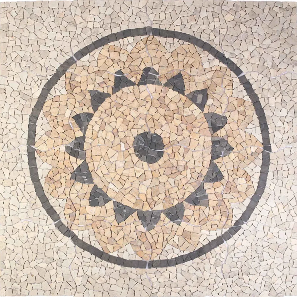 vidaXL Mosaic Tiles Zonnebloem Patroon Meerkleurig 120 x 120 cm Marmer