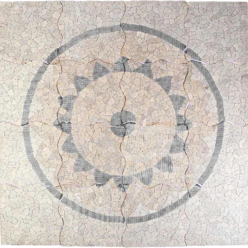 vidaXL Mosaic Tiles Zonnebloem Patroon Meerkleurig 120 x 120 cm Marmer