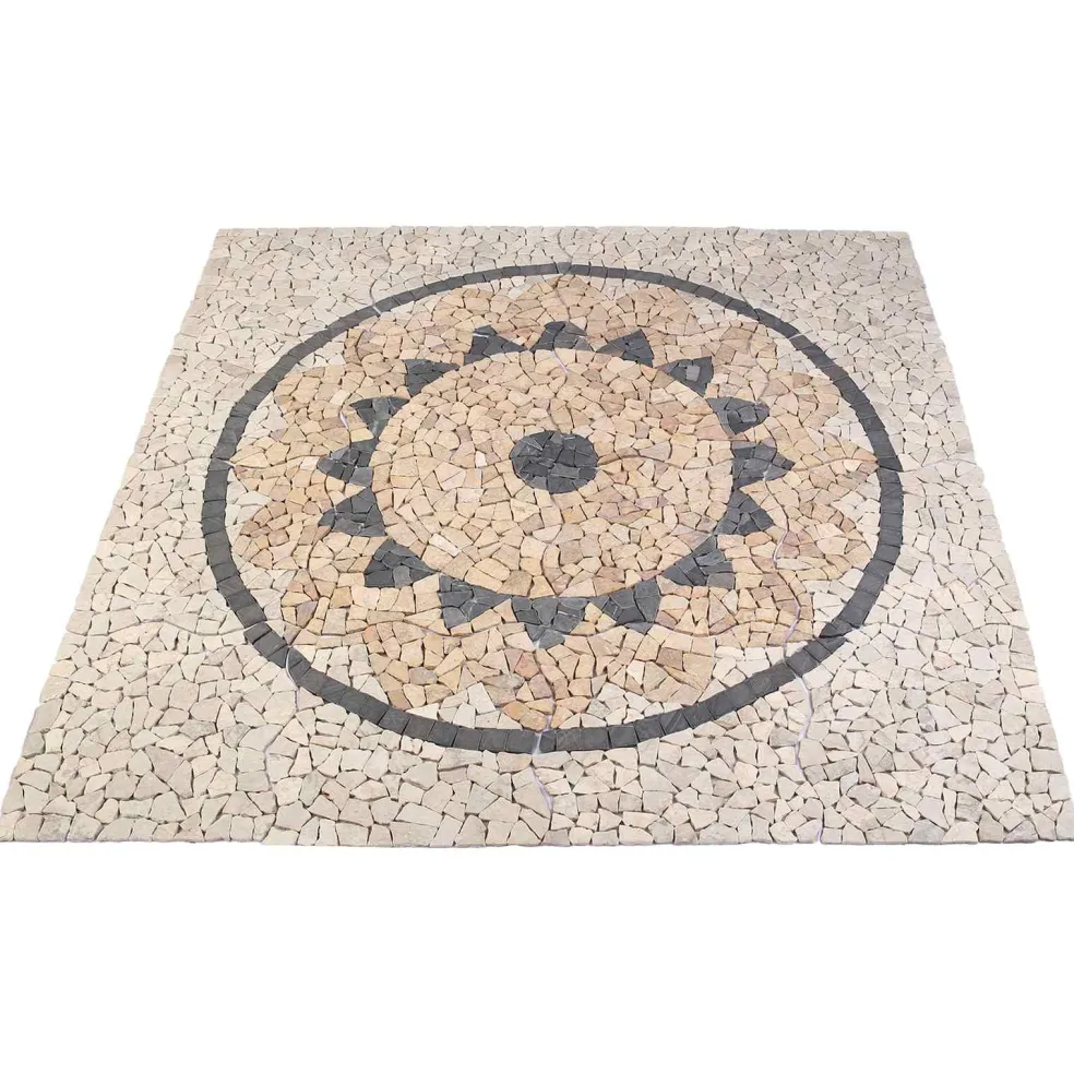 vidaXL Mosaic Tiles Zonnebloem Patroon Meerkleurig 120 x 120 cm Marmer