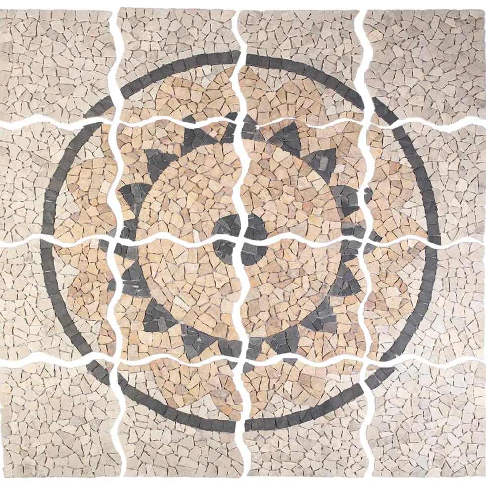vidaXL Mosaic Tiles Zonnebloem Patroon Meerkleurig 120 x 120 cm Marmer