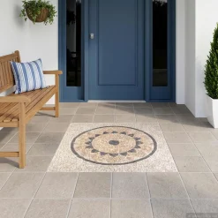 vidaXL Mosaic Tiles Zonnebloem Patroon Meerkleurig 120 x 120 cm Marmer
