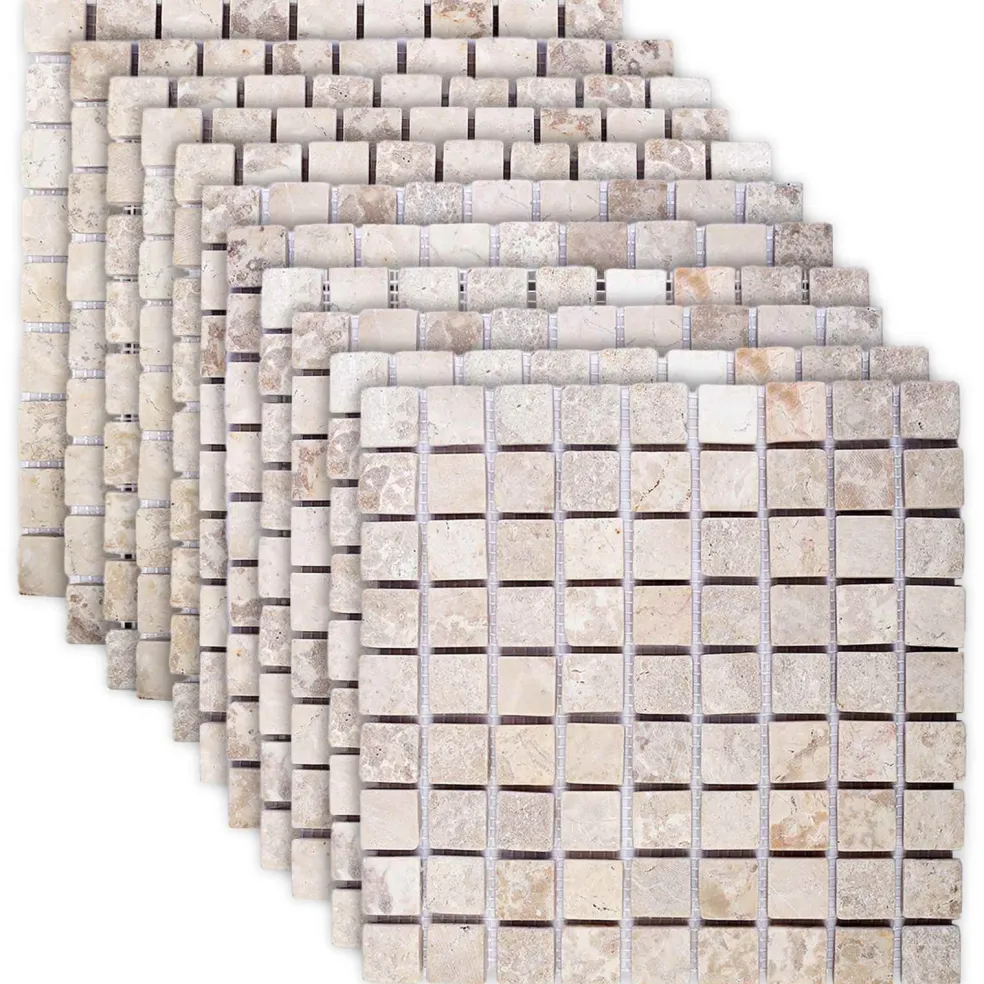 vidaXL Mozaïek Tegels Crèmekleurig 30 x 30 cm Marmer