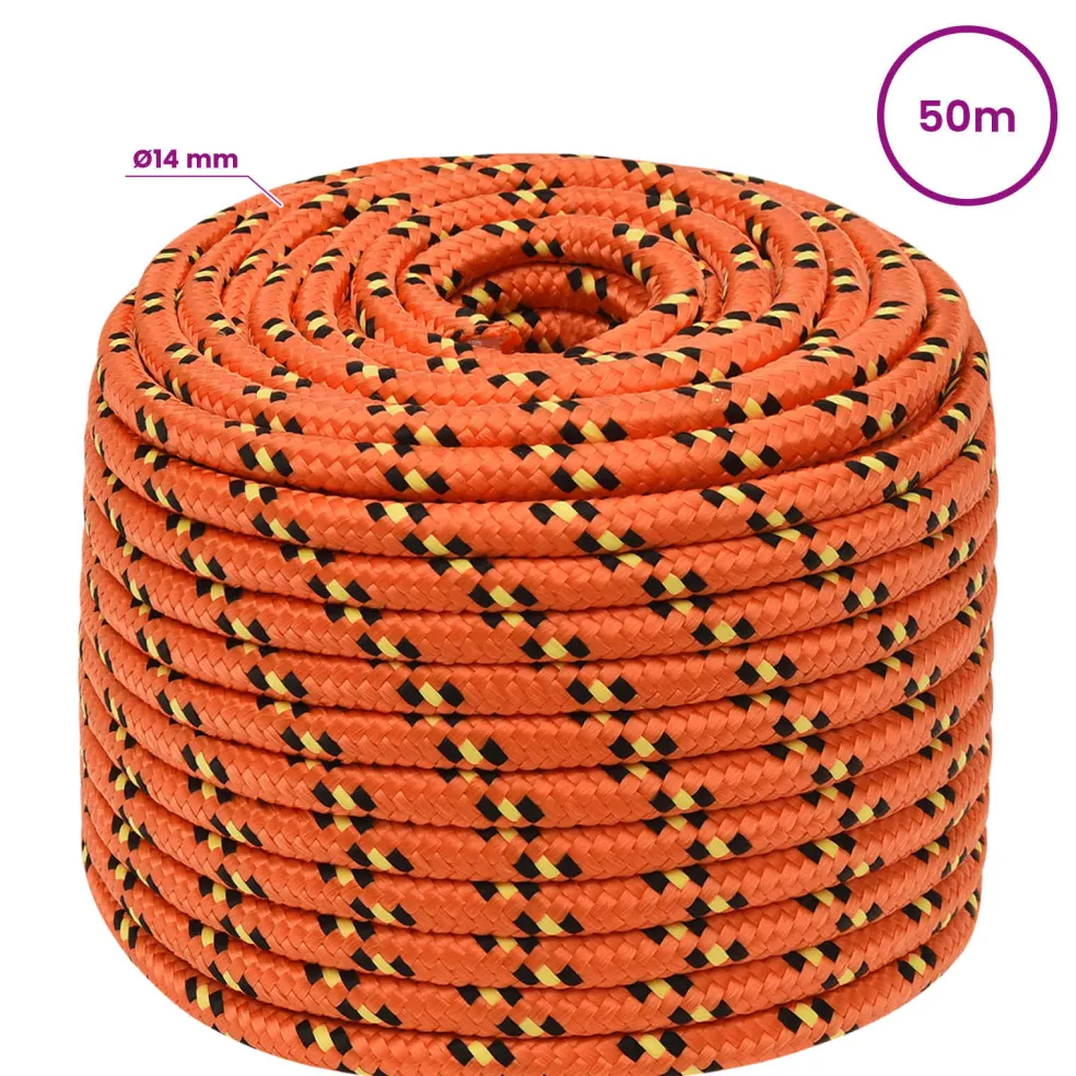 vidaXL Multifunctioneel gebruikstouw 14 mm 50 m Oranje PP
