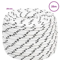 vidaXL Multifunctioneel gebruikstouw 14 mm 25 m Wit Polyester