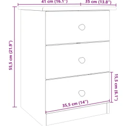 vidaXL Nachtkastje ALTA 41x35x55,5 cm massief grenenhout