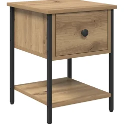 vidaXL Nachtkastje Artisan Eiken 34 x 35,5 x 45 cm Bewerkt hout