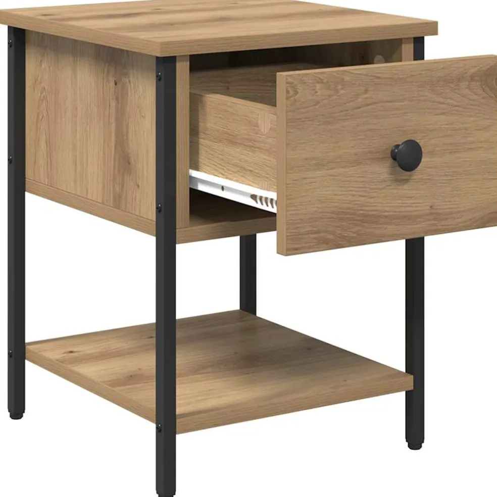 vidaXL Nachtkastje Artisan Eiken 34 x 35,5 x 45 cm Bewerkt hout