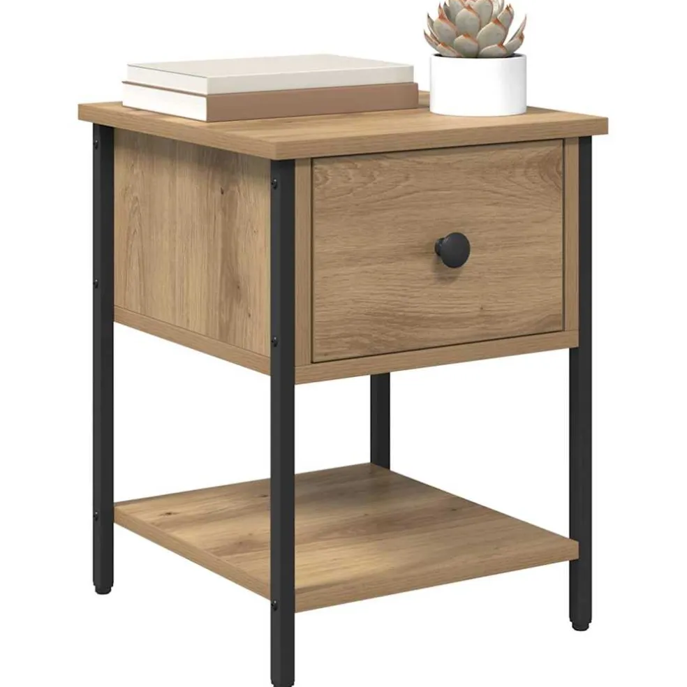 vidaXL Nachtkastje Artisan Eiken 34 x 35,5 x 45 cm Bewerkt hout