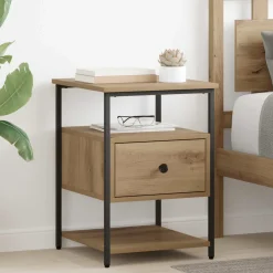vidaXL Nachtkastje Artisan Eiken 40 x 42 x 56 cm Bewerkt hout