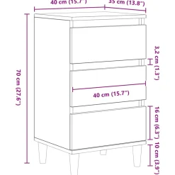 vidaXL Nachtkastje Artisan Eiken 40 x 35 x 70 cm Bewerkt hout