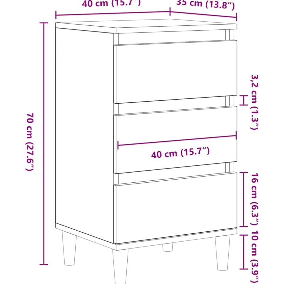 vidaXL Nachtkastje Artisan Eiken 40 x 35 x 70 cm Bewerkt hout