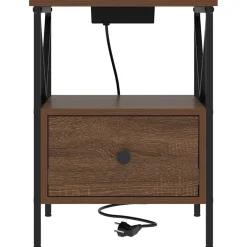 vidaXL Nachtkastje Bruin Eiken 41,5 x 40,5 x 55 cm Bewerkt hout