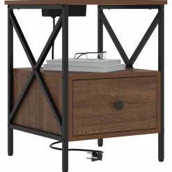 vidaXL Nachtkastje Bruin Eiken 41,5 x 40,5 x 55 cm Bewerkt hout