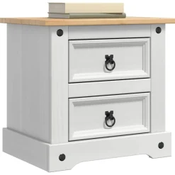 vidaXL Nachtkastje Corona Wit 53 x 39 x 47 cm Massief grenenhout