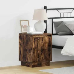 vidaXL Nachtkastje Gerookt eiken 39 x 34,5 x 50 cm Bewerkt hout
