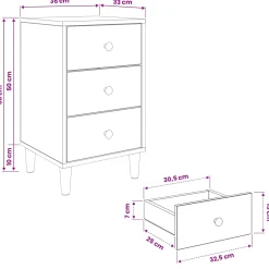 vidaXL Nachtkastje HANAU Sonoma Eiken 36 x 33 x 60 cm Bewerkt hout