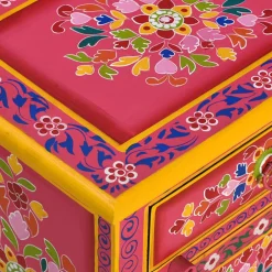 vidaXL Nachtkastje handgeschilderd massief mangohout roze