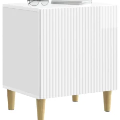 vidaXL Nachtkastje Hoogglans Wit 43 x 34,5 x 50 cm Bewerkt hout