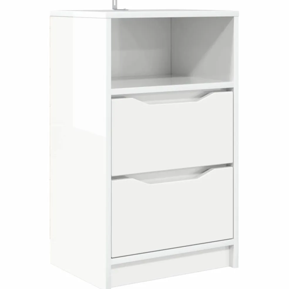 vidaXL Nachtkastje Hoogglans Wit 40 x 30 x 67 cm Bewerkt hout