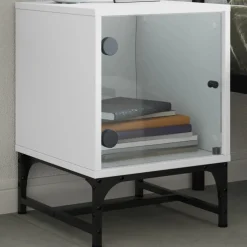 vidaXL Nachtkastje met glazen deur 35x37x50 cm wit