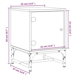 vidaXL Nachtkastje met glazen deur 35x37x50 cm wit