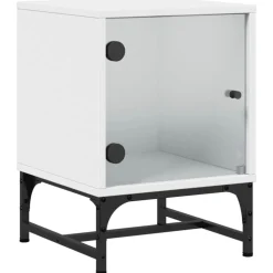 vidaXL Nachtkastje met glazen deur 35x37x50 cm wit