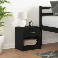 vidaXL Nachtkastje met lade 39x28x41 cm zwart