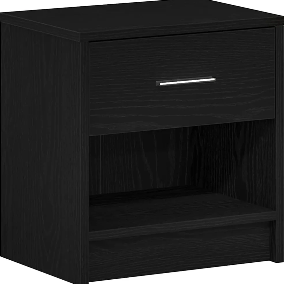 vidaXL Nachtkastje met lade 39x28x41 cm zwart