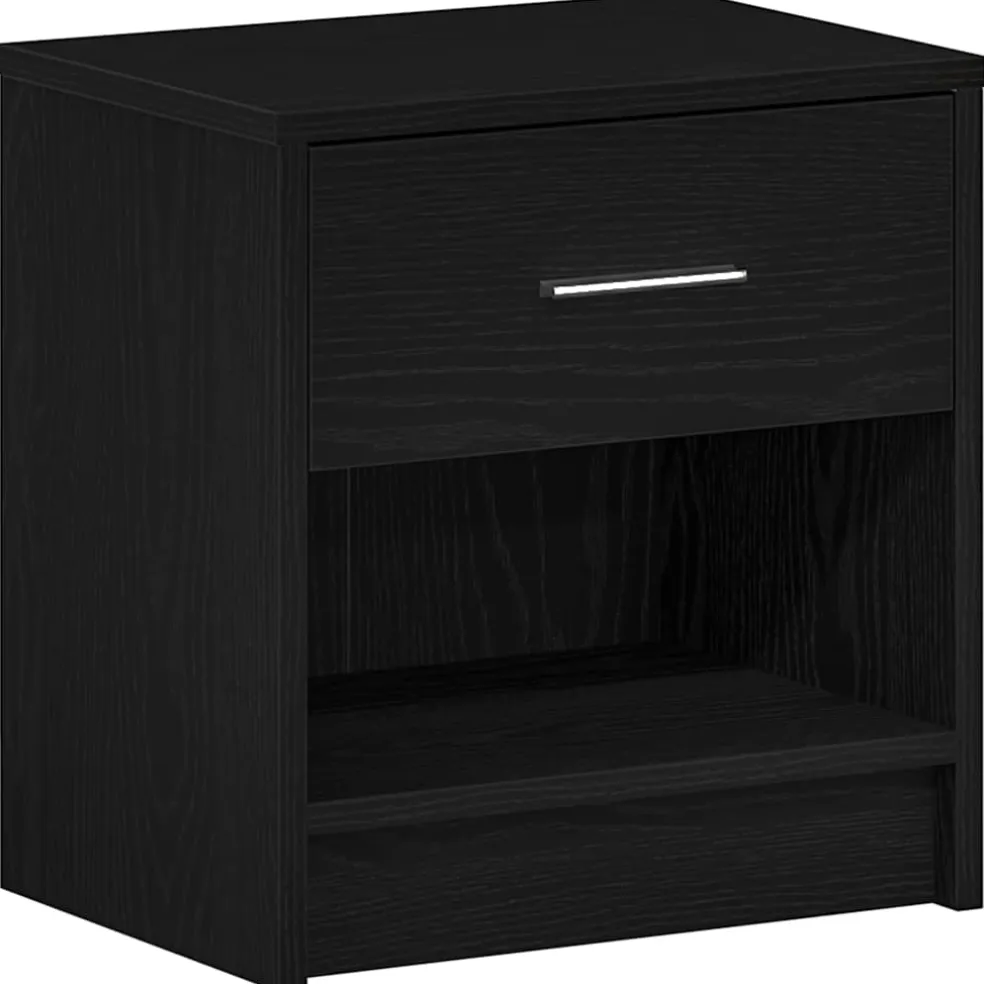 vidaXL Nachtkastje met lade 39x28x41 cm zwart