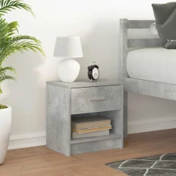 vidaXL Nachtkastje met lade 39x28x41 cm betongrijs