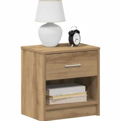 vidaXL Nachtkastje met lade 39x28x41 cm artisanaal eikenkleurig