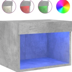 vidaXL Nachtkastje met LED's wandgemonteerd betongrijs