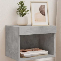 vidaXL Nachtkastje met LED's wandgemonteerd betongrijs