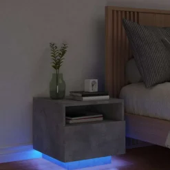 vidaXL Nachtkastje met LED-verlichting 40x39x37 cm betongrijs