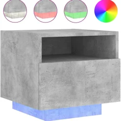 vidaXL Nachtkastje met LED-verlichting 40x39x37 cm betongrijs