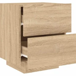 vidaXL Nachtkastje met LED-verlichting bewerkt hout sonoma eikenkleur