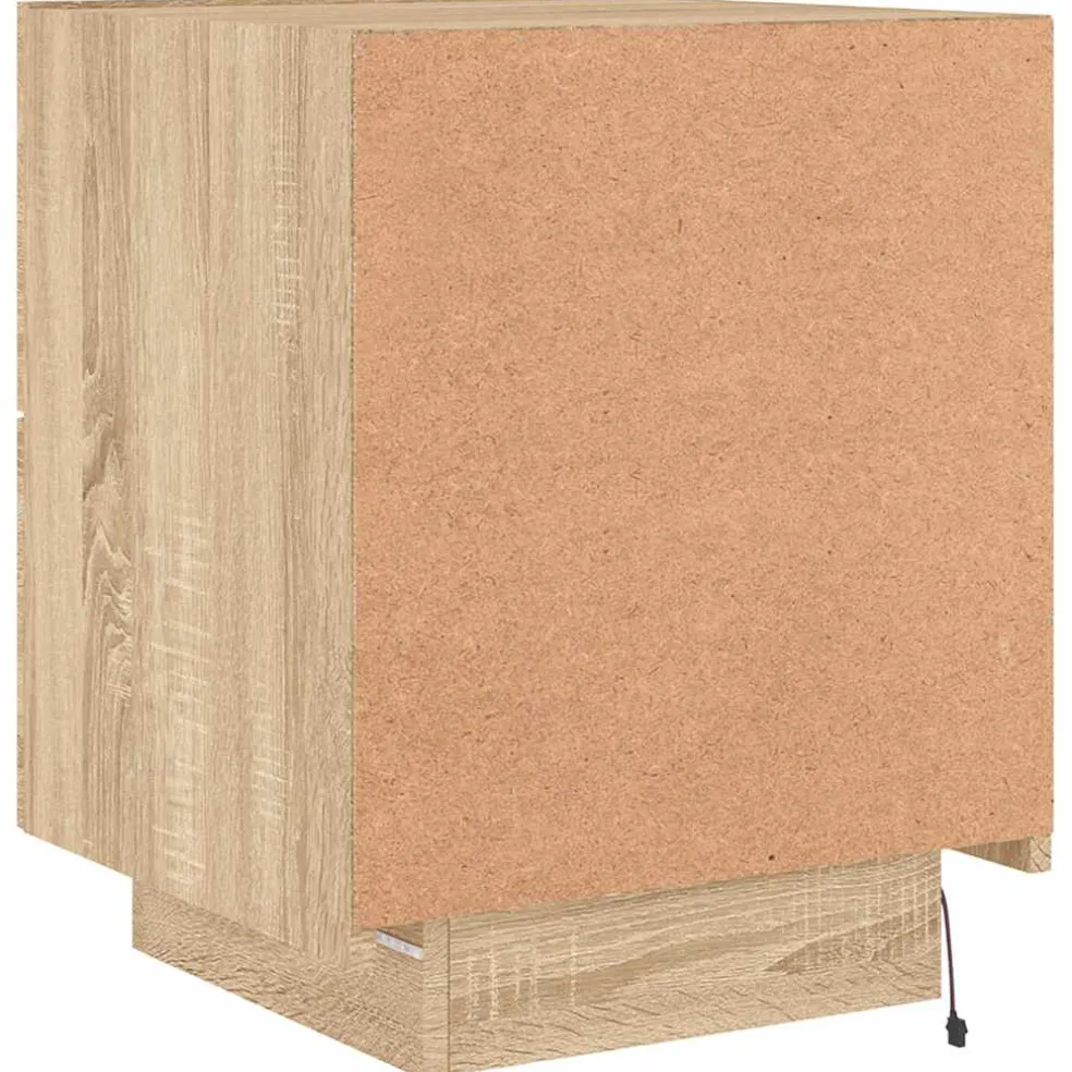 vidaXL Nachtkastje met LED-verlichting bewerkt hout sonoma eikenkleur